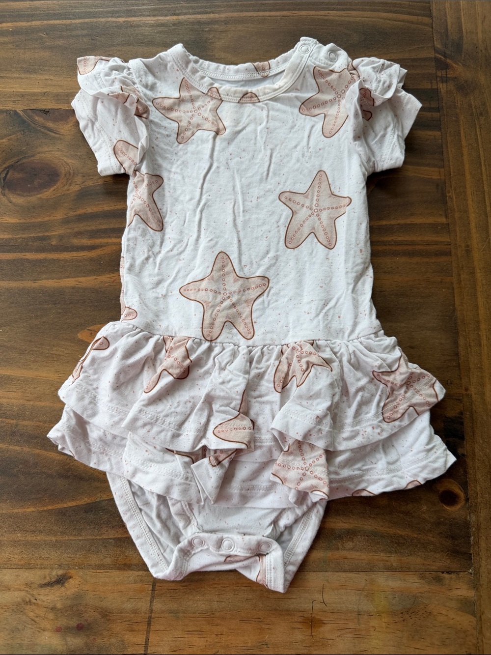 Toddler Pink Starfish Ruffle Bodysuit